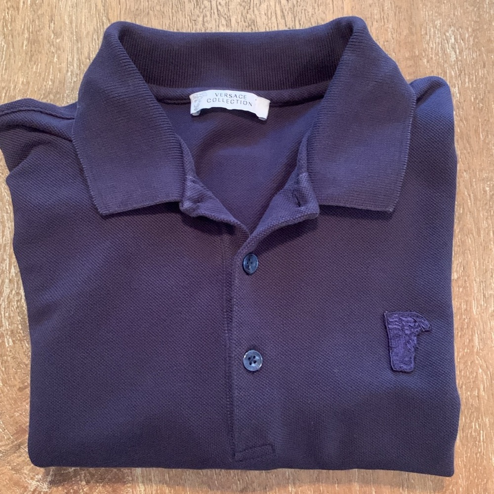 Versace Collection Large Polo In Navy